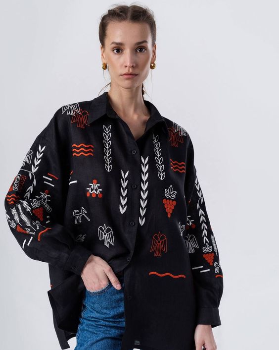 BLACK INDO-WESTERN VACATION WEAR